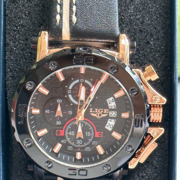 BIG BLACK LEADER OFF WHITE STRAPS MENS WATCHE LUXURY QUARTZ WATERPROOF S… - Picture 5 of 5